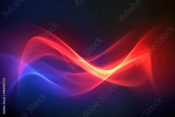 Obraz Colorful light waves in vibrant shades of blue and red, intertwined and flowing smoothly, creating a dynamic and futuristic abstract effect.
