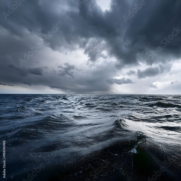 Fototapeta Ocean under grey sky
