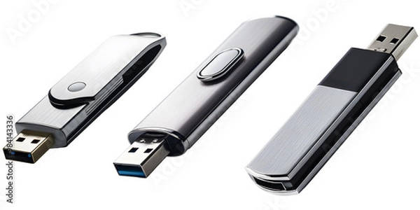 Obraz Pen drive set isolated on white and transparent background