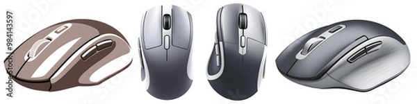 Fototapeta Modern wireless computer mouse on white and transparent background