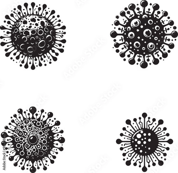 Fototapeta silhouette of clean vector virus isolated on white background

