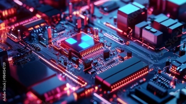 Fototapeta close up electronic system.