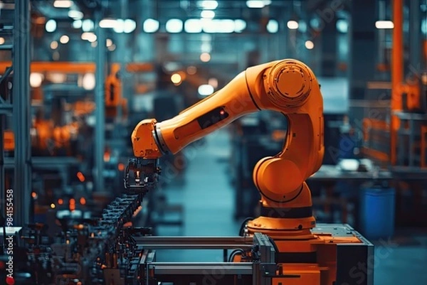 Fototapeta AI-controlled machinery optimizing production in a modern industrial facility