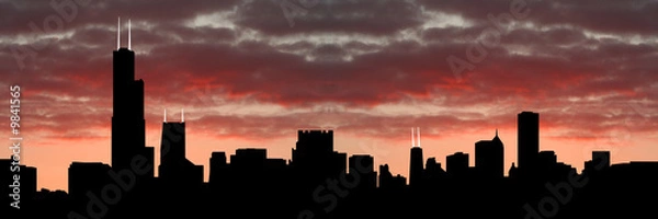 Fototapeta Chicago Skyline at sunset with beautiful sky