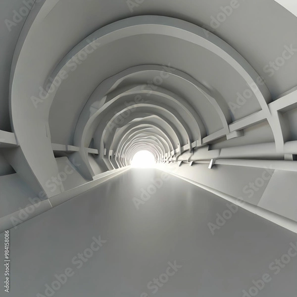 Obraz Abstract white twisted tunnel perspective 3d render