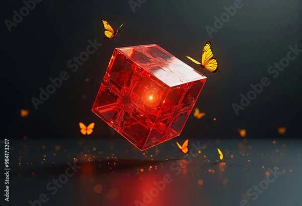 Obraz red cube
