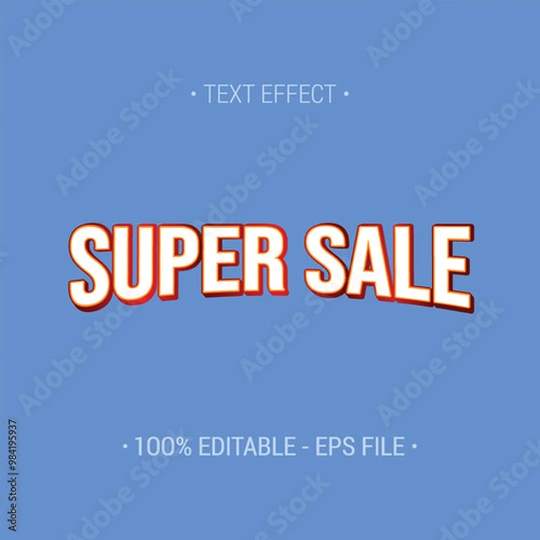 Obraz Super Sale 3d Text effect Editable Vector file