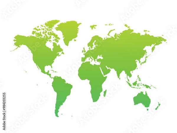 Fototapeta World map modern colors vector, isolated on white background.Travel worldwide, map silhouette, backdrop, earth geography, political,reports,city, infographic, political, concept, outline.	
