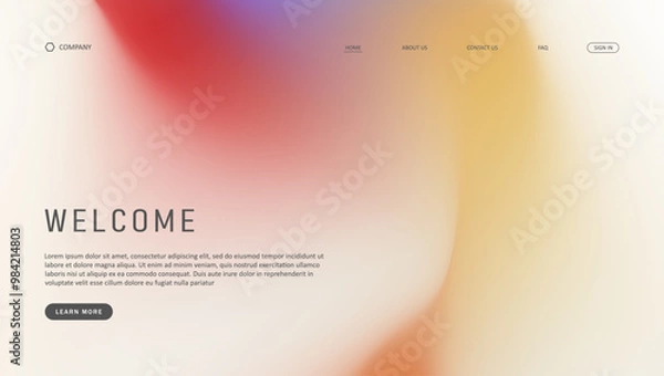 Obraz Abstract wave futuristic design of landing page. retro gradient mesh website design