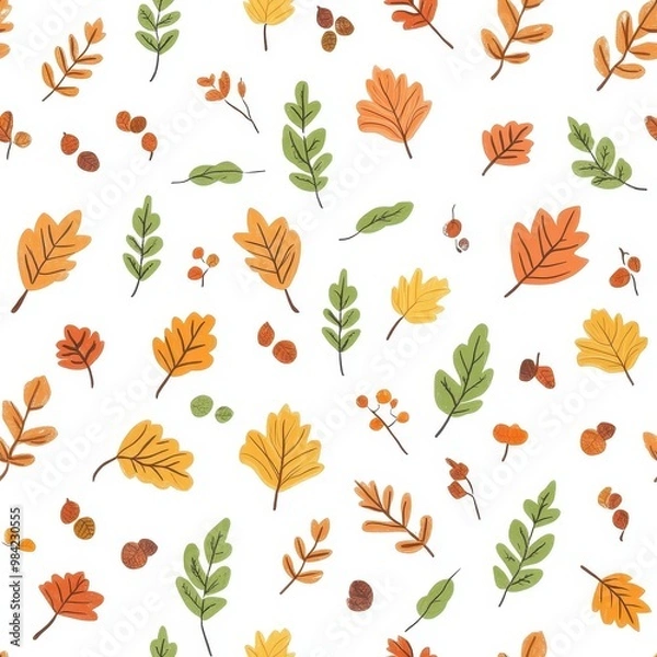 Obraz A vibrant pattern of autumn leaves in various colors, perfect for seasonal designs and nature-themed projects.