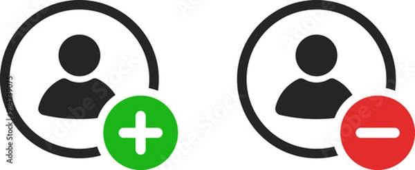 Obraz User profile person add plus remove delete sign icon vector design