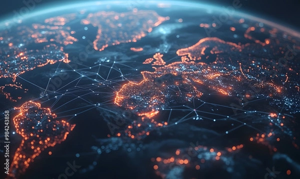 Fototapeta Futuristic Stock Market Chart with Glowing Data or Dynamic Financial Timeline for graphic background