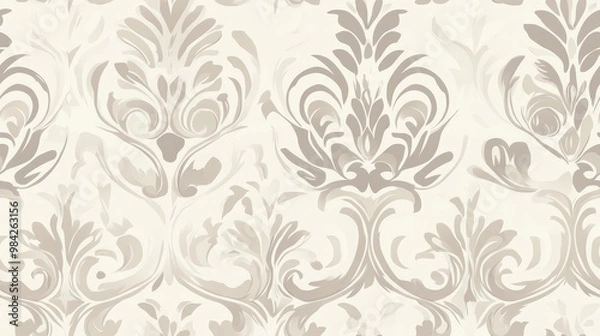 Fototapeta Seamless repeating tiled pattern featuring a flat app icon design in platinum and pale brown hues ideal for wedding invitation backgrounds