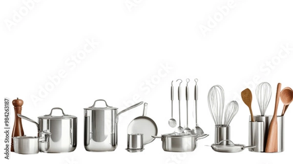 Fototapeta A collection of silverware and kitchen items