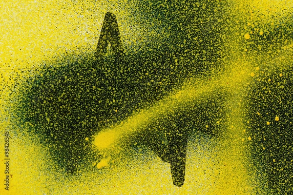 Obraz Грязный фон, текстуры и цвета, деталь от городского граффити стены. Красивый стрит-арт граффити, макро съемка капель разноцветной краски Абстрактный цвет творческой моды рисование на стенах города. 
