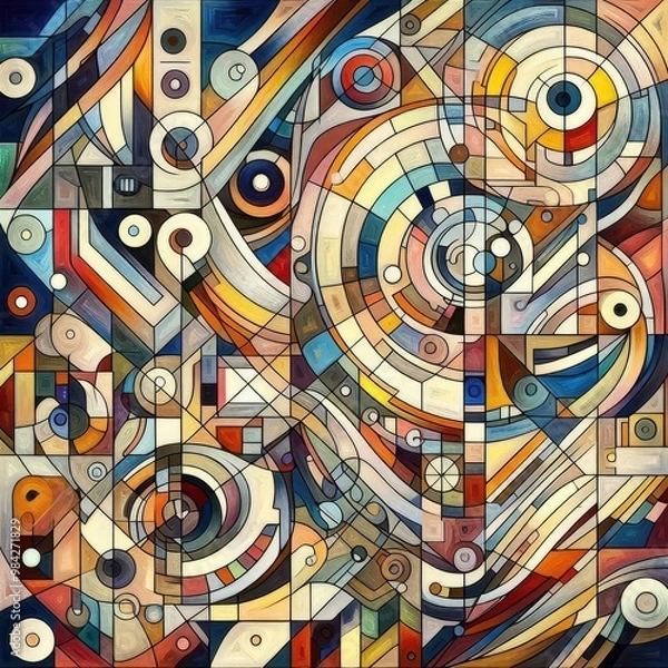 Fototapeta art in cubism style. illustration abstract styled Decorative background