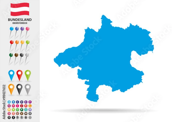 Fototapeta Map of Upper Austria in Austria