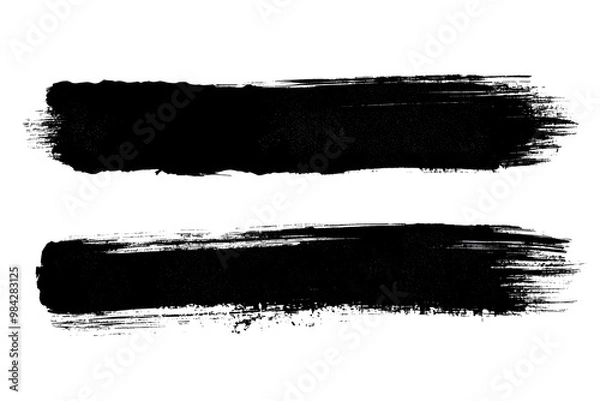 Fototapeta This image contains two prominent black paintbrush strokes on a transparent background, ideal for various artistic and design purposes.