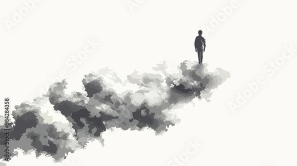 Fototapeta Up in the Clouds Handdrawn Vector Isolated on White Background