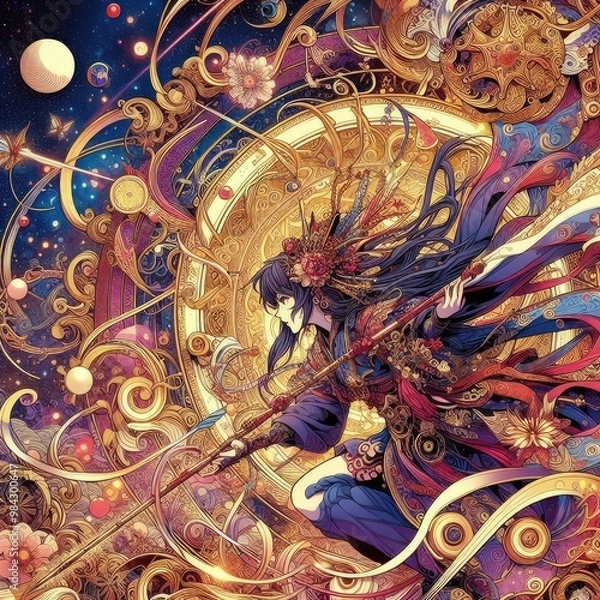 Fototapeta art in manga style. illustration abstract styled Decorative background