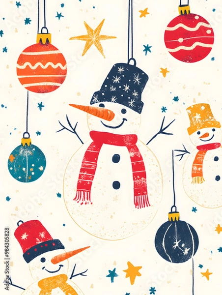 Fototapeta Christmas and New Year-themed graphic background