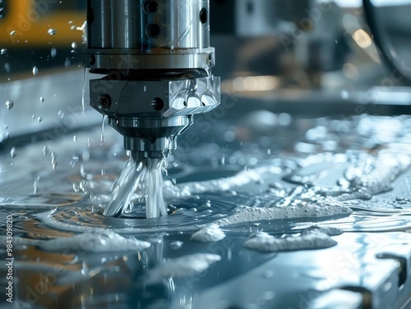Fototapeta CNC machine creating a metal prototype