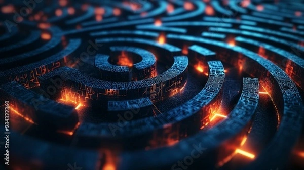 Fototapeta Navigating Business Success: Maze Strategy for Problem-solving in High Detail.