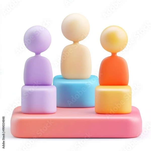 Fototapeta 3D Coordination Icon: Organized Team Effort Symbol Logo Illustration