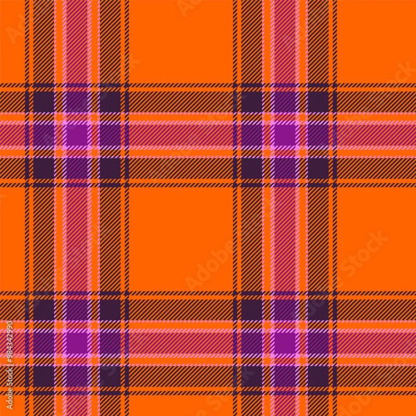Obraz Scottish plaid seamless pattern with purple and orange