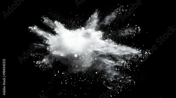 Fototapeta White Powder Exploding in a Cloud of Dust Against a Black Background, Showing the Dramatic Movement