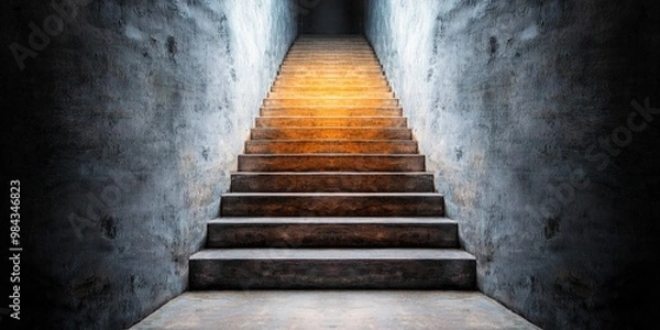 Fototapeta A staircase where one side leads to wealth and the other descends into poverty, highlighting the poverty line