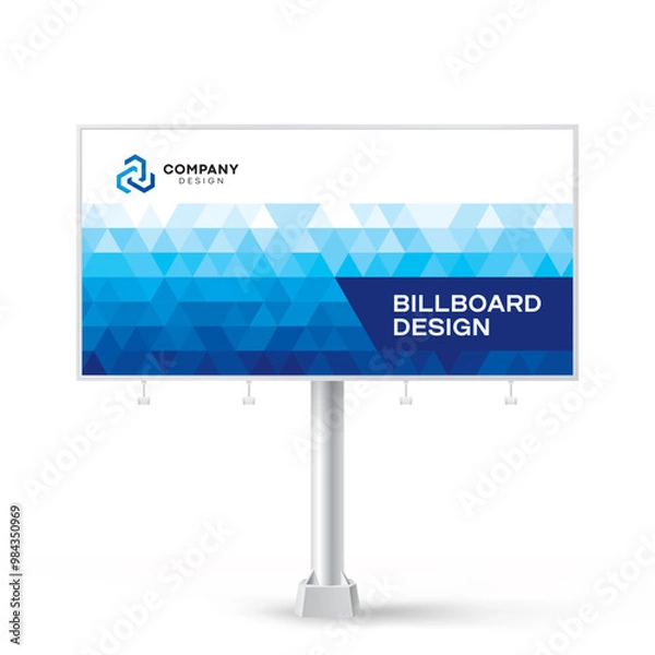 Fototapeta Billboard design, creative flat blue background, triangles