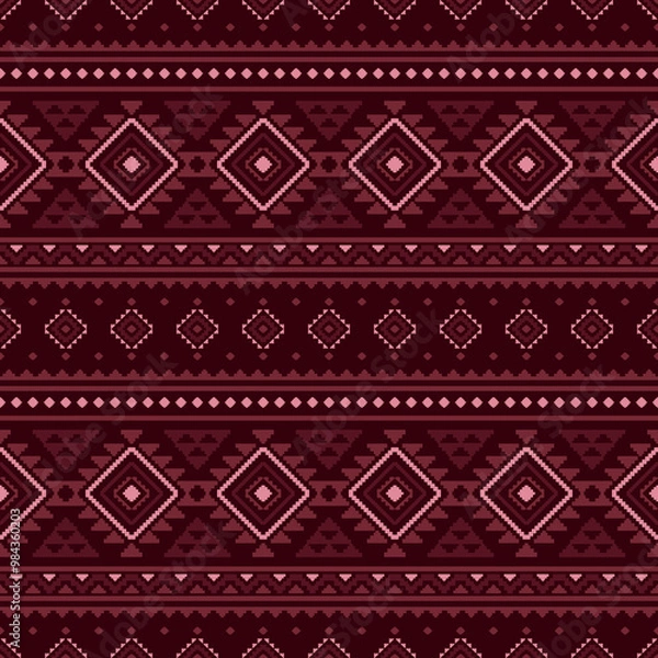 Fototapeta Ancient echoes Aztec geometric seamless patterns southwest Navajo Native American tribal ethnic colorful for textile printing