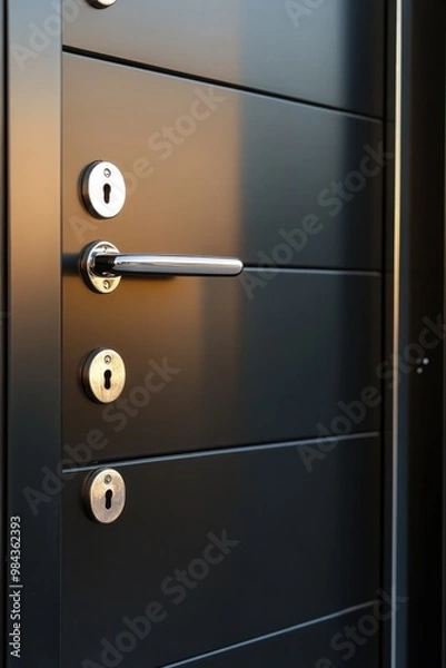 Fototapeta Safety concepts multiple door lock on door.