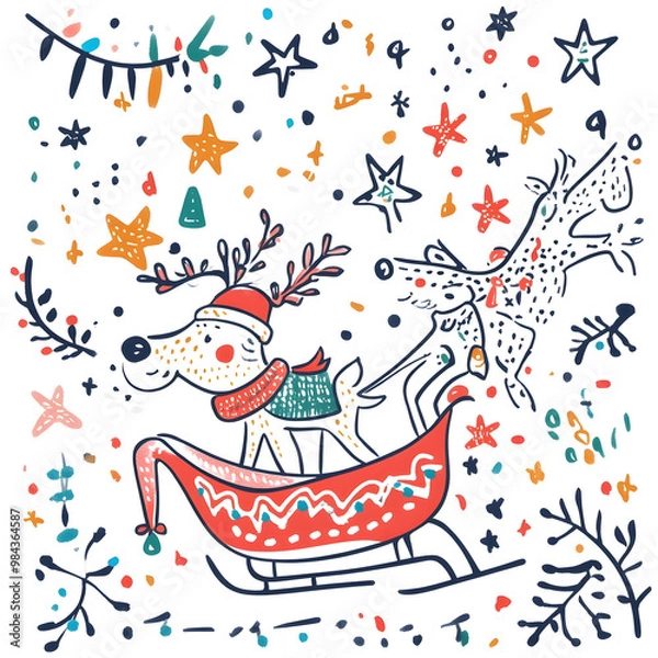 Fototapeta Christmas and New Year accessories on white background