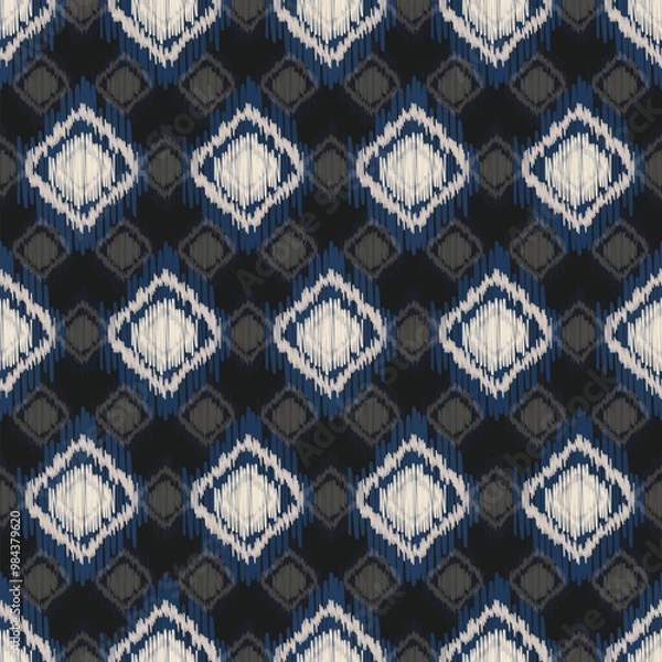 Fototapeta Seamless Ikat ethnic pattern. Abstract textured background