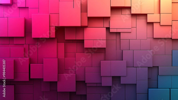 Fototapeta Vibrant abstract background with layered blocks in shades of pink and blue, perfect for modern design and digital projects.