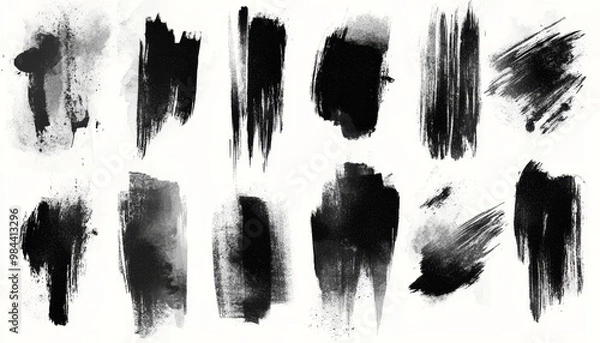 Obraz Urban Artistry - Hand-Drawn Brushstrokes and Ink Textures Collection for Grunge Design Projects