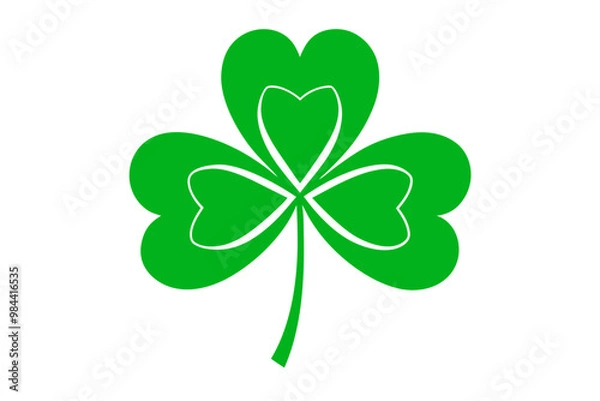Obraz A shamrock vector art illustration for ST Patrick day on white background