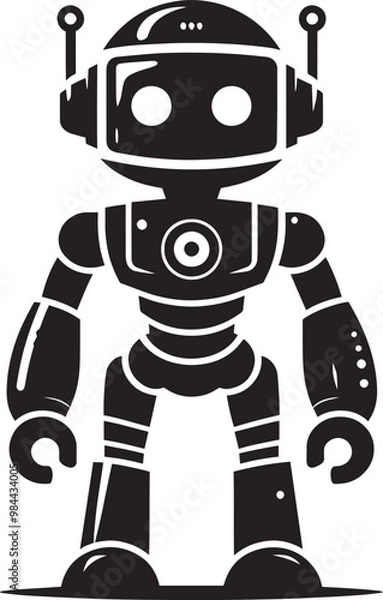 Obraz Modern action war robot silhouette vector illustration isolated on a white background