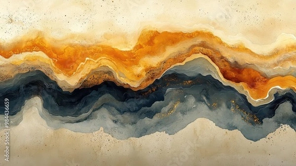 Fototapeta abstract watercolor stain rich sepia tones organic textures fluid shapes painterly effect artistic coffeeinspired palette