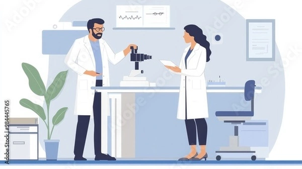Obraz optometrist evaluating the patient's vision and prescription