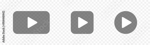 Fototapeta Transparent play button. Video play button. Video or audio player. Vector illustration.