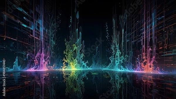 Fototapeta the world of artificial intelligence, AI technology Created with Generative AI technology.