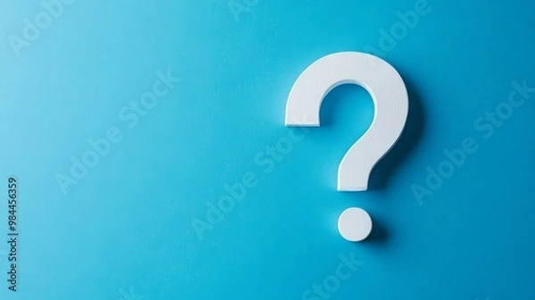 Obraz A question mark symbol represents help, information, and solutions. It's used for FAQs, quizzes, tests, surveys, support, and decision-making. The design features a simple cutout question mark on 