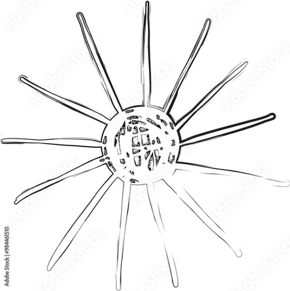 Fototapeta Sun brush strokes. Ink elements