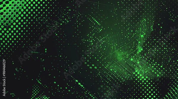 Obraz black and green halftone background