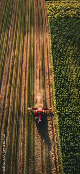 Fototapeta New land of vast farm and farmers harvesting crops wallpaper for web banner