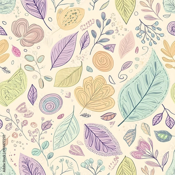 Fototapeta carpet or tile pattern 2D illustrator doodle wallpaper