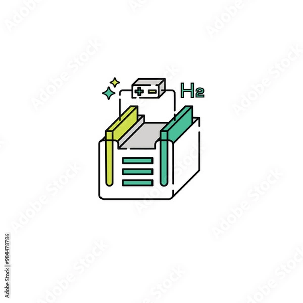 Fototapeta Electrolysis Process vector outline 3D icon